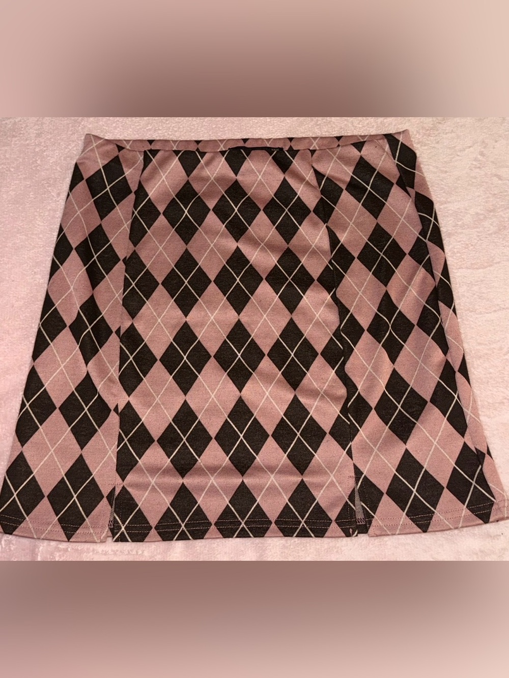 Hesperus Pink & Black Argyle Mini Skirt 🖤🩷